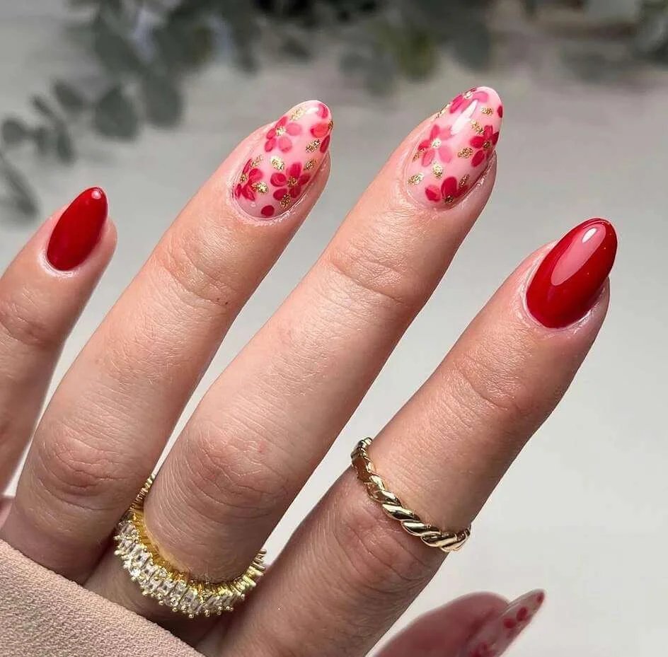 Cherry Red with Gold Accents