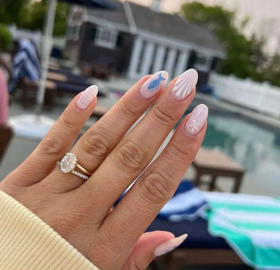 Coastal Nails with Nautical Details