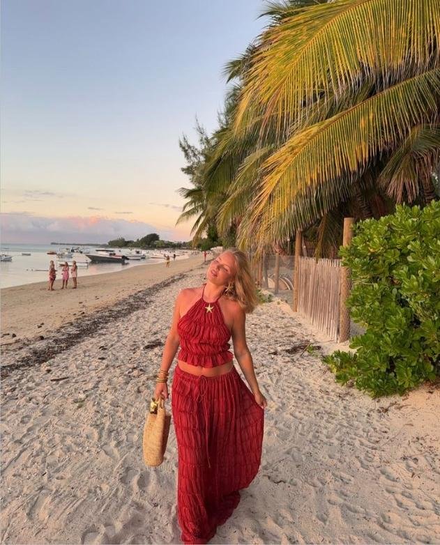 Crimson Halter Maxi Set
