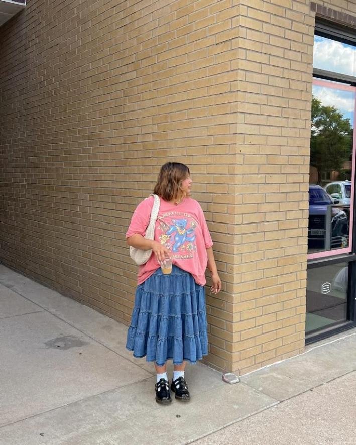 Denim Skirt Look