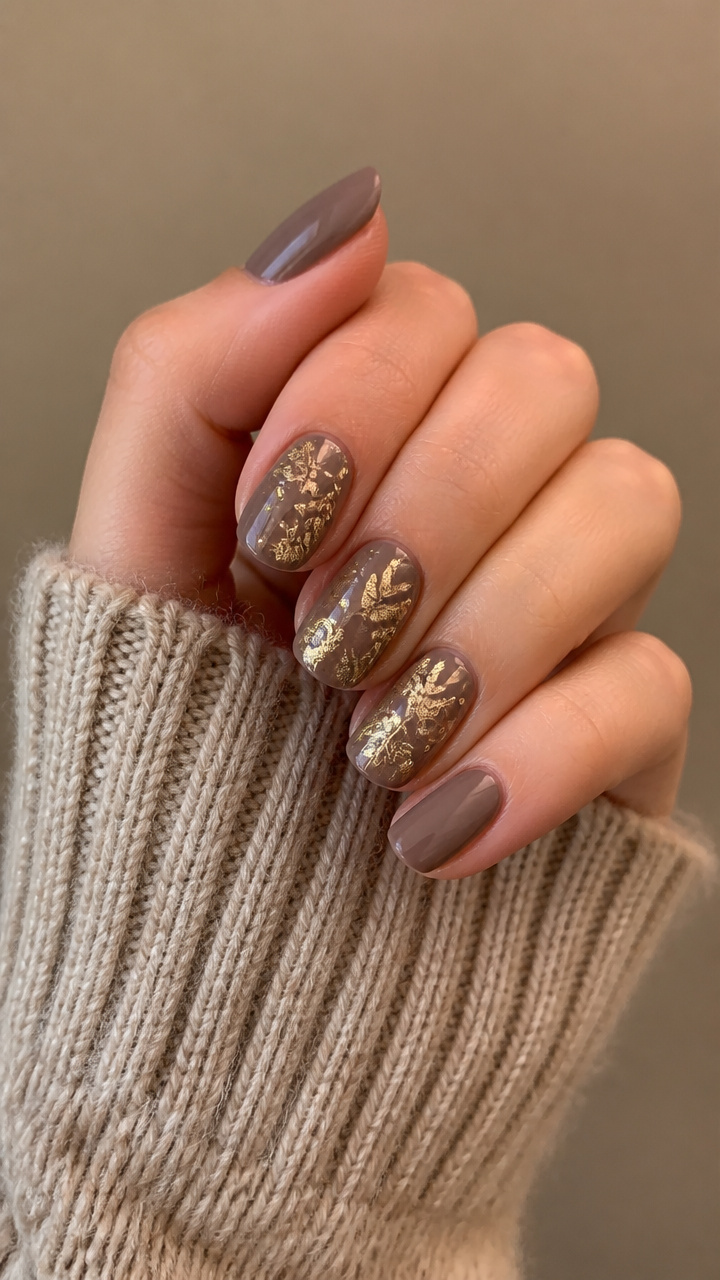 Dusty Mocha with Leaf Foil Accents