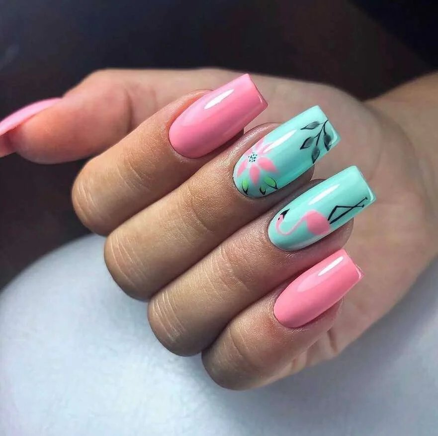Flamingo pink nails