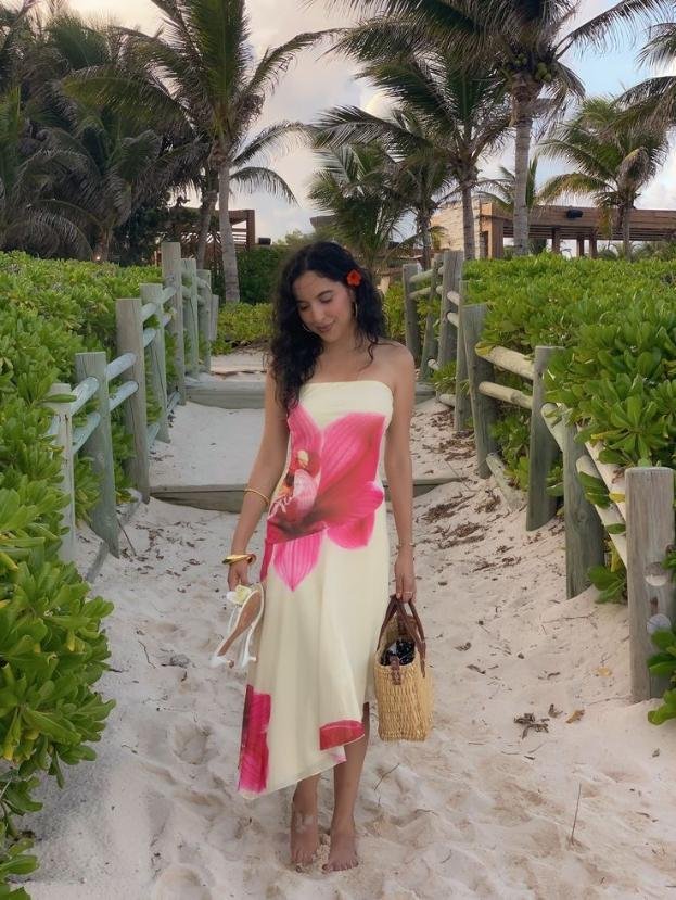 Flamingo Print Midi Dress
