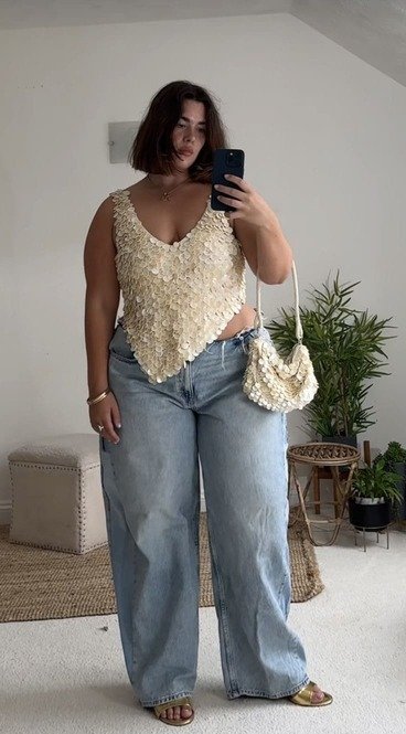 Floral Appliqué Denim