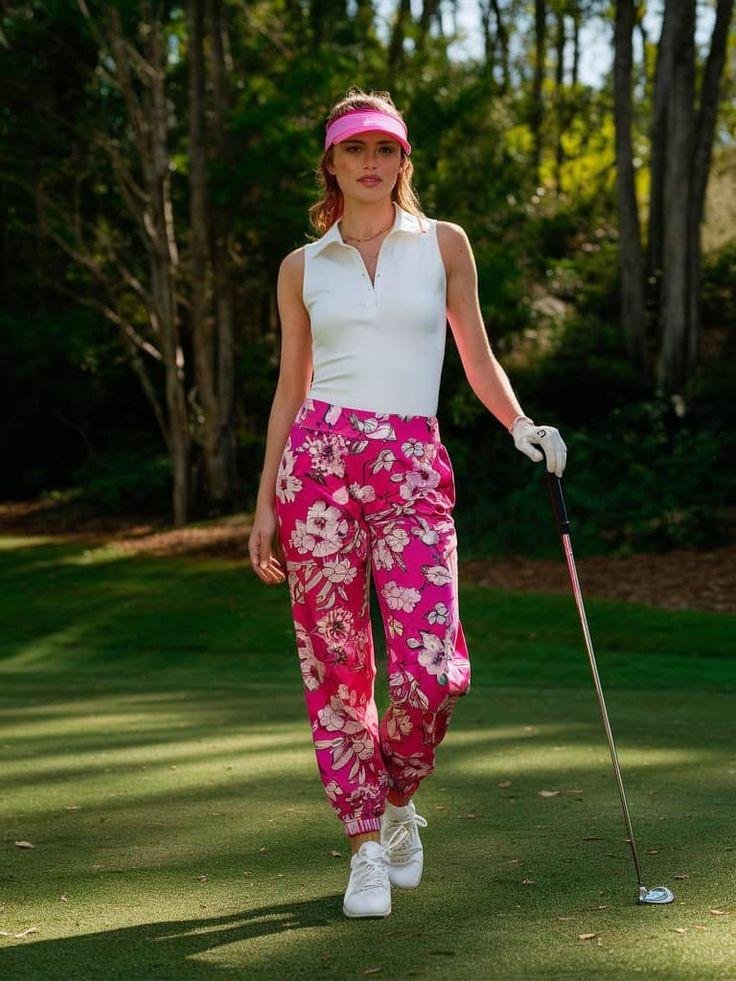 Floral golf joggers