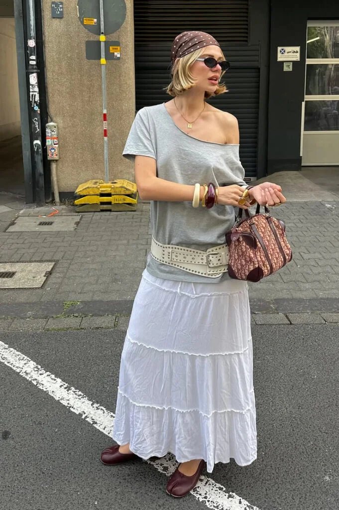 Flowy Maxi Skirt with Oversized Tee