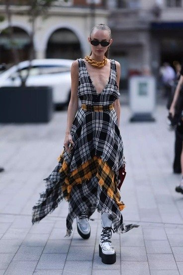 Frayed plaid dress