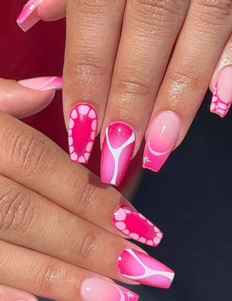 Hot Pink Ombre Nails