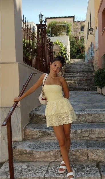 Lemon Eyelet Mini Dress