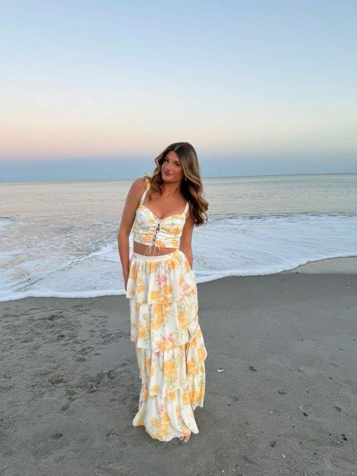 Lemon floral beach set
