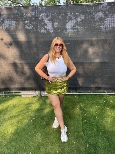 Lime sequined skirt