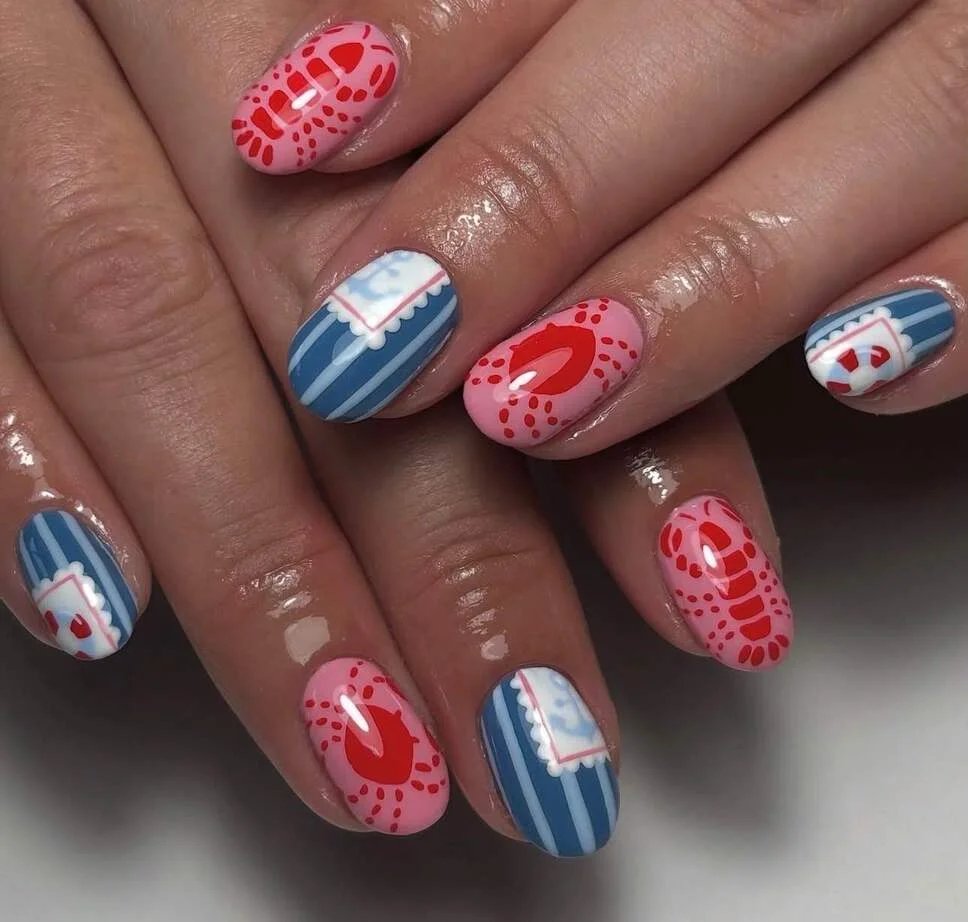Lobster and blue stripes