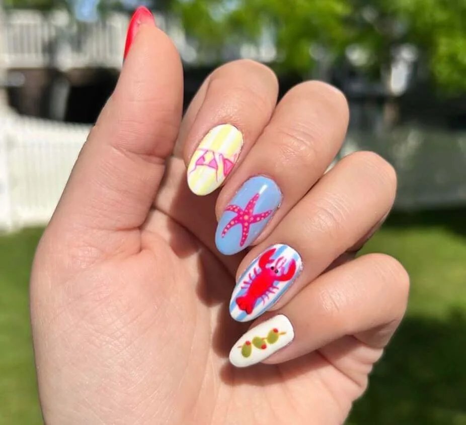 Lobster artwork nails