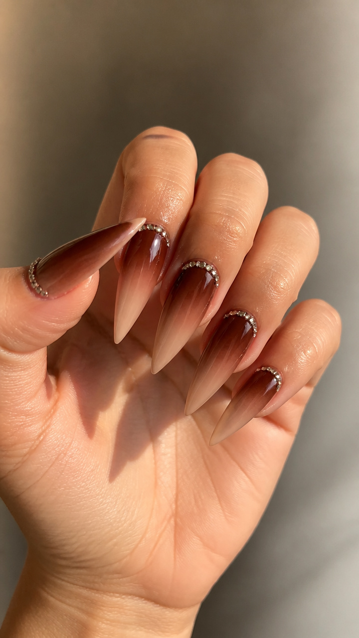 Mocha Ombre with Rhinestone Rim