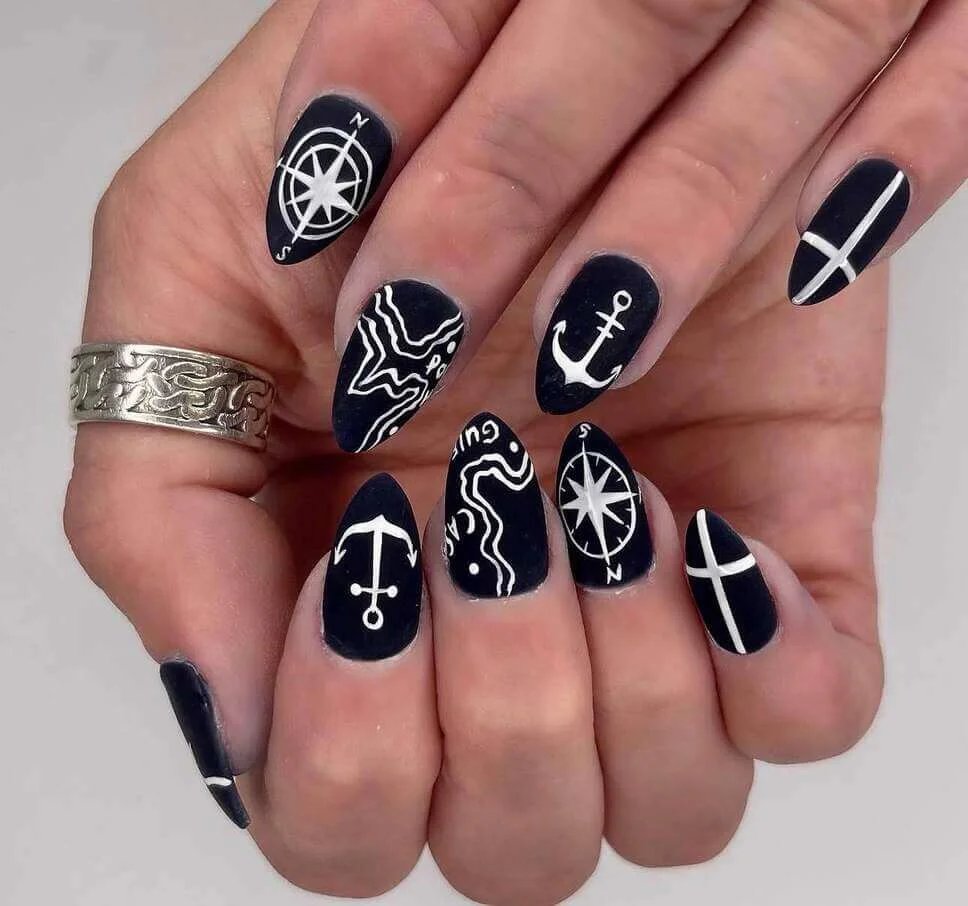 Navy Nautical Manicure