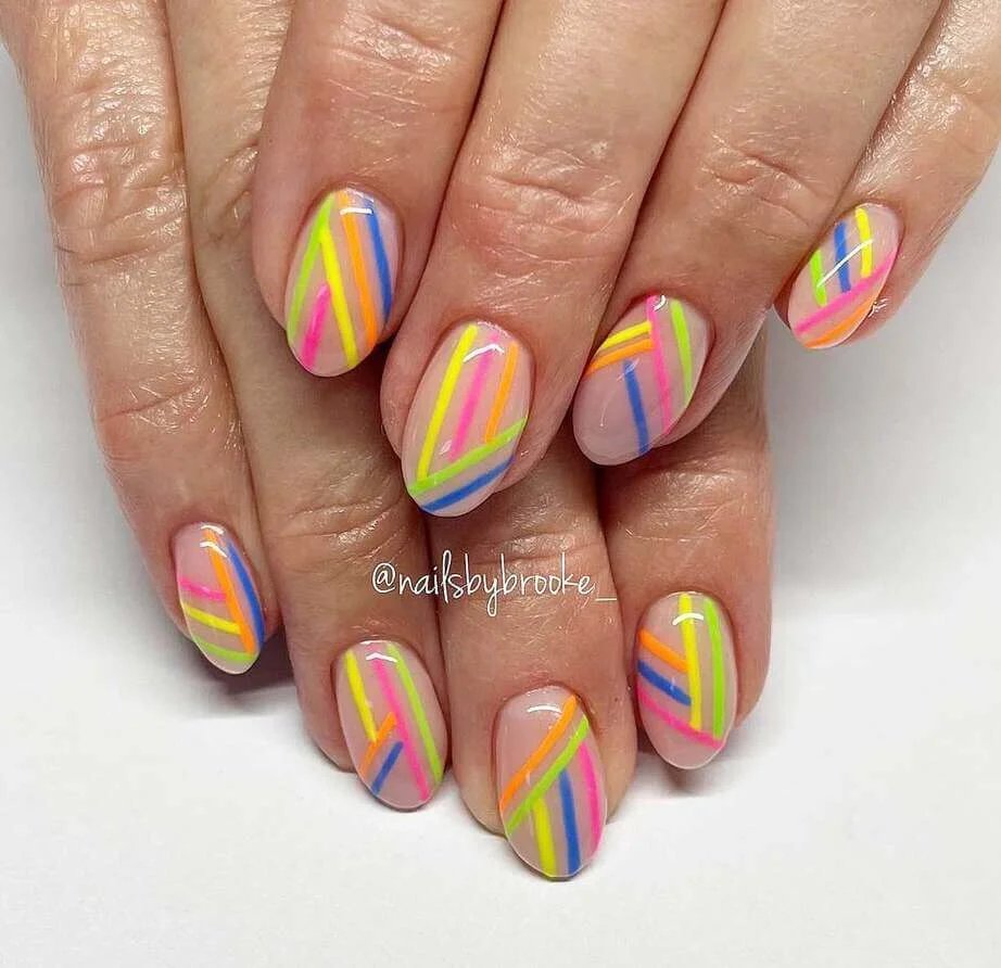 Neon Line Nails