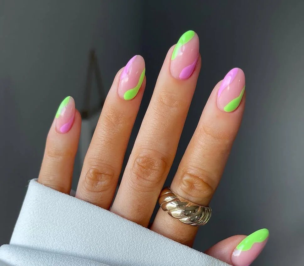 Neon Swirl Nail Design