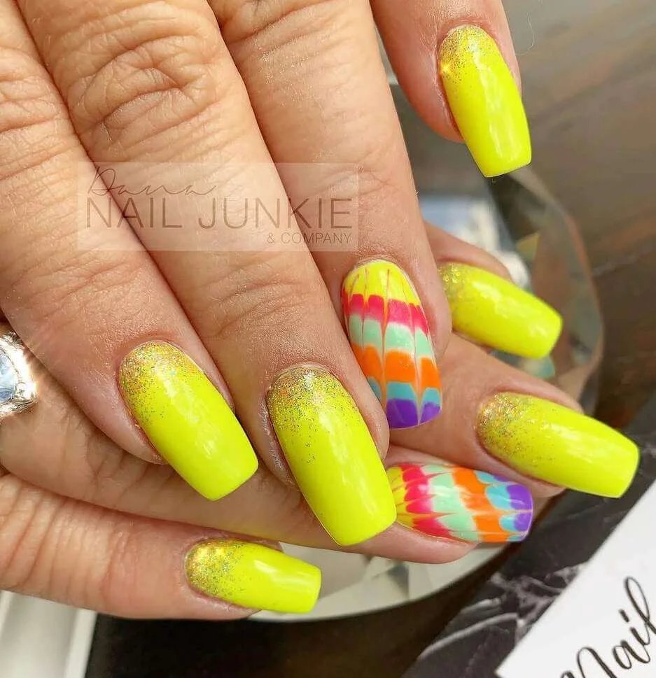 Neon Yellow with Rainbow Accents