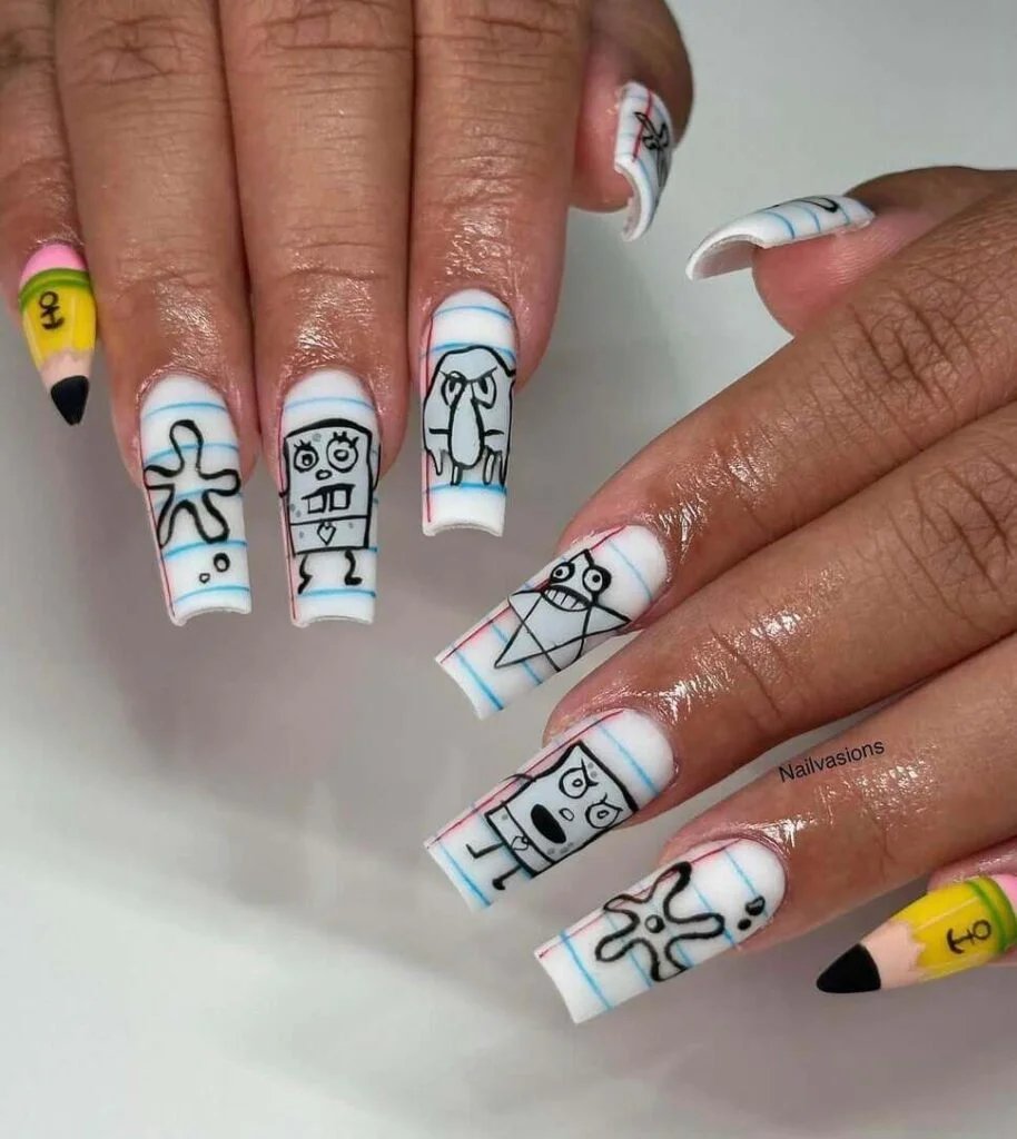 Notebook Doodle Nails