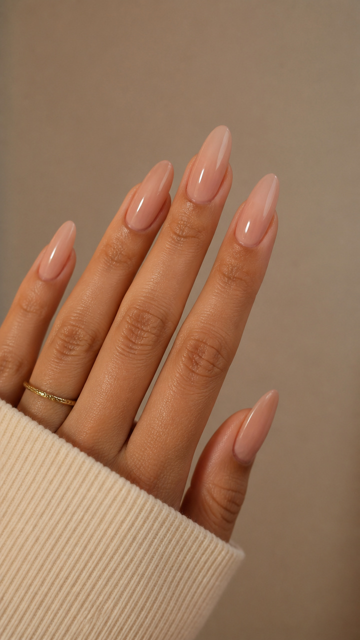 Nude Glossy Almond Elegance