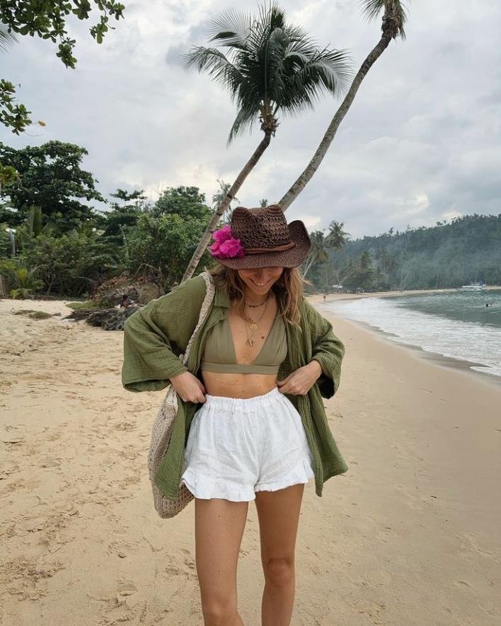 Olive Bikini with Cowboy Hat