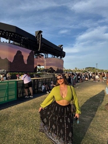 Olive Top, Flowing Skirt