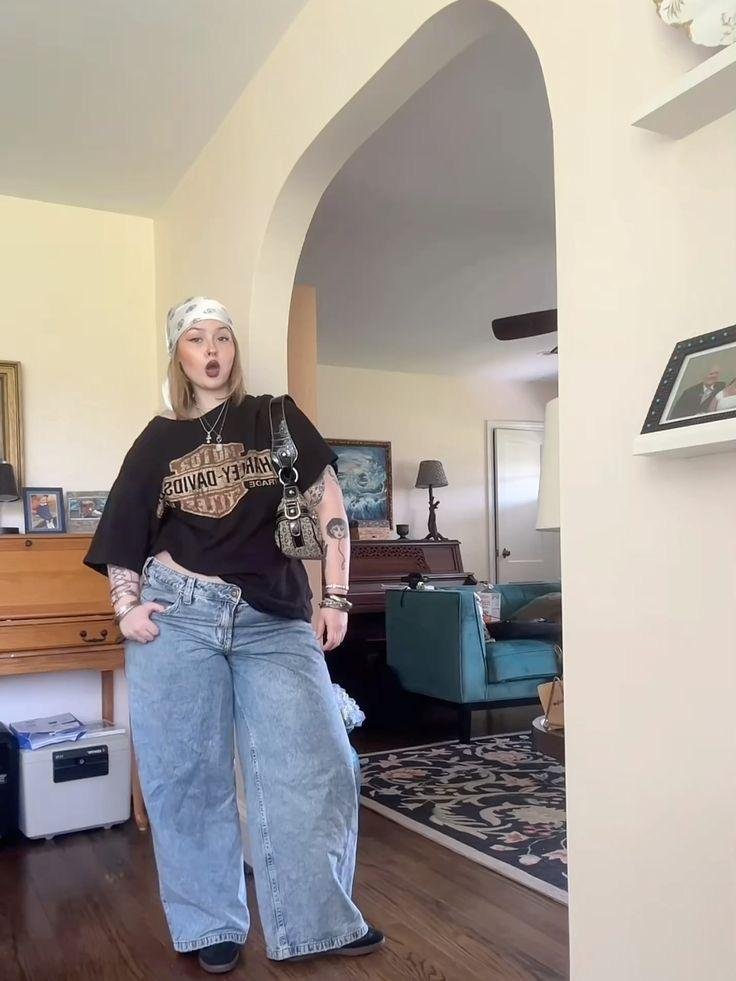 Oversized Band Tee and Loose Denim