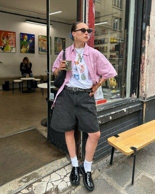 Oversized pink striped shirt