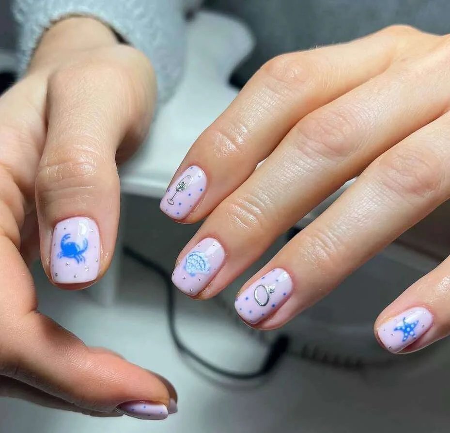 Pastel Lavender Beach Nails