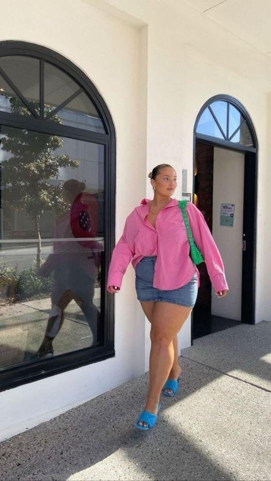 Pink denim outfit