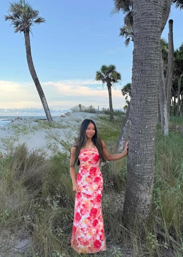 Pink floral maxi dress