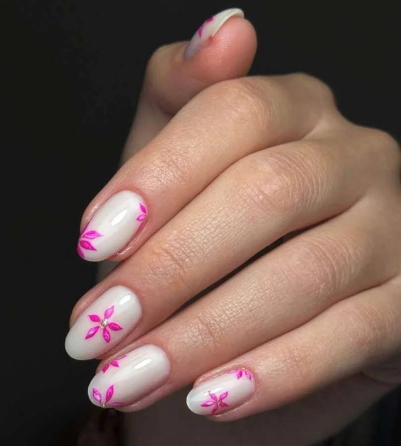 Pink Flower Nails