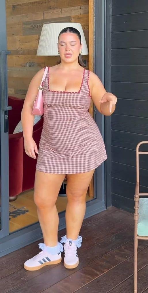 Pink gingham mini dress