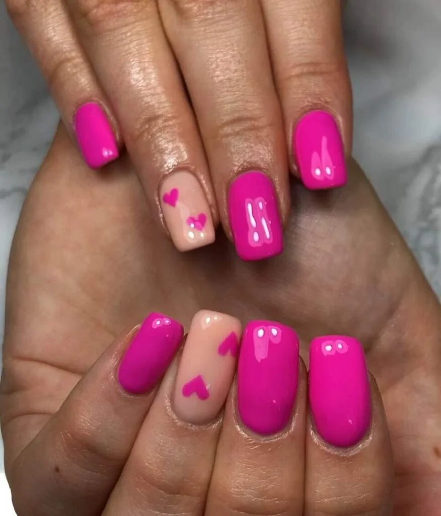 Pink heart nails