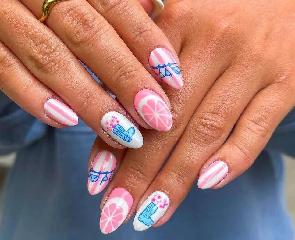 Pink Lemonade Nail Art