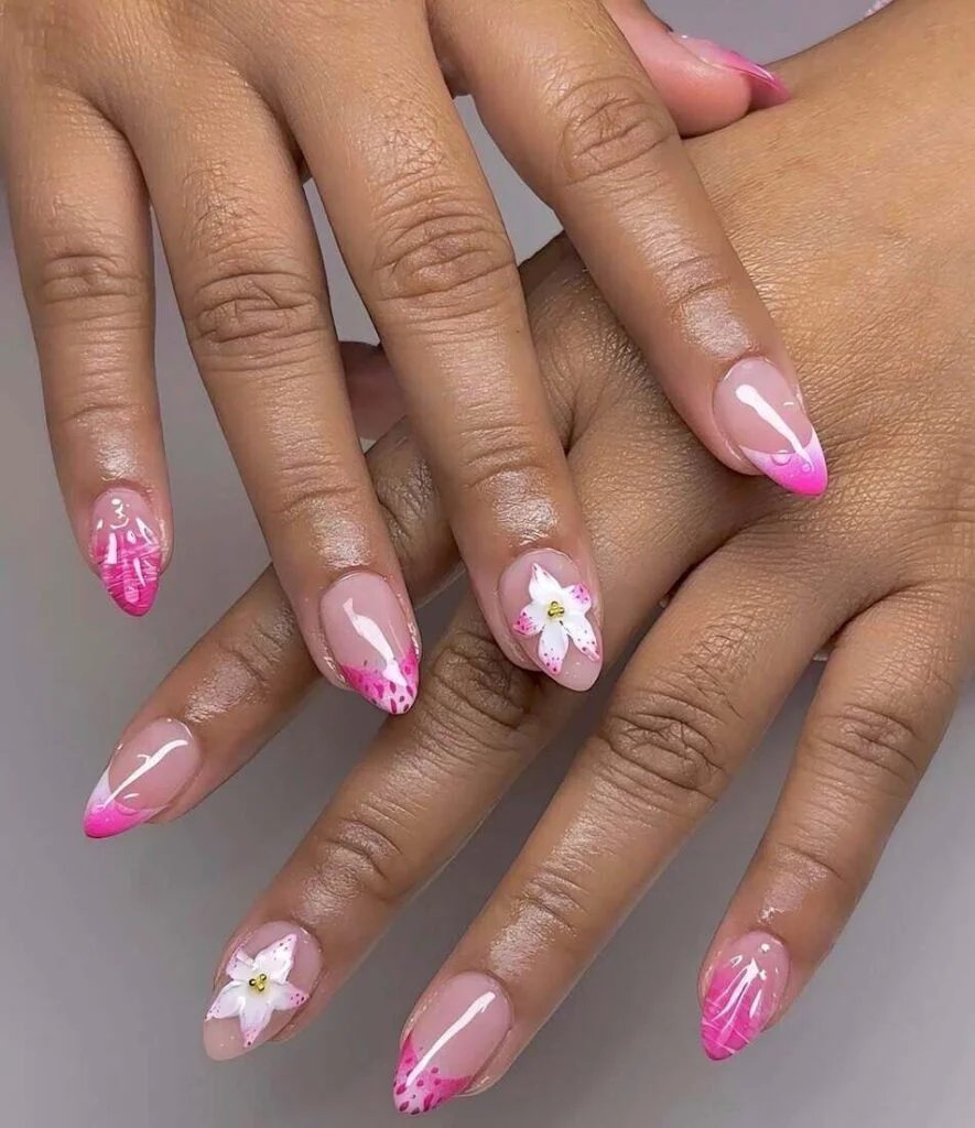 Pink Lily Nail Art