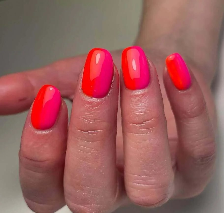 Pink orange ombré nails