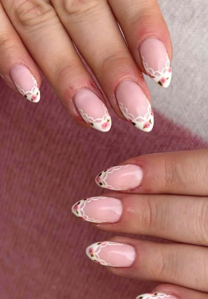 Pink rose French tips