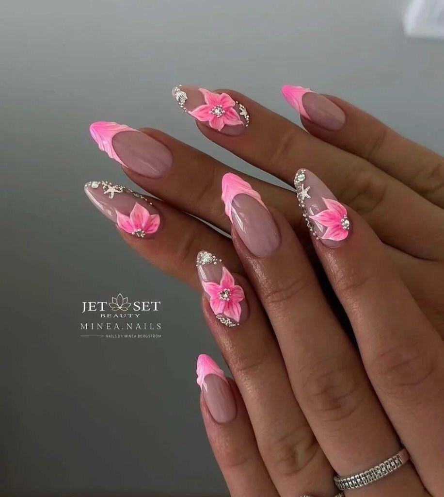 Pink tropical nails