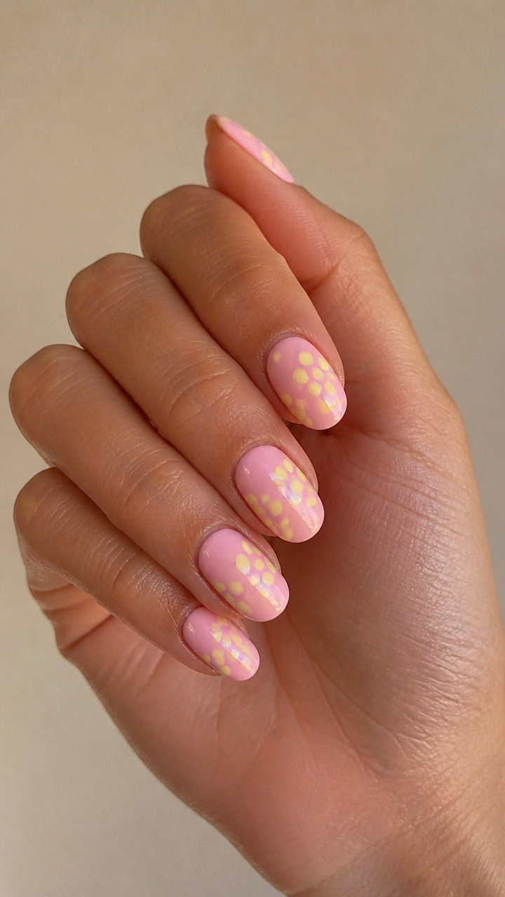 Popcorn Bag Pink with Yellow Dots