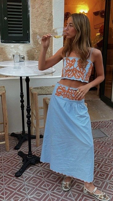 Powder Blue Embroidered Set