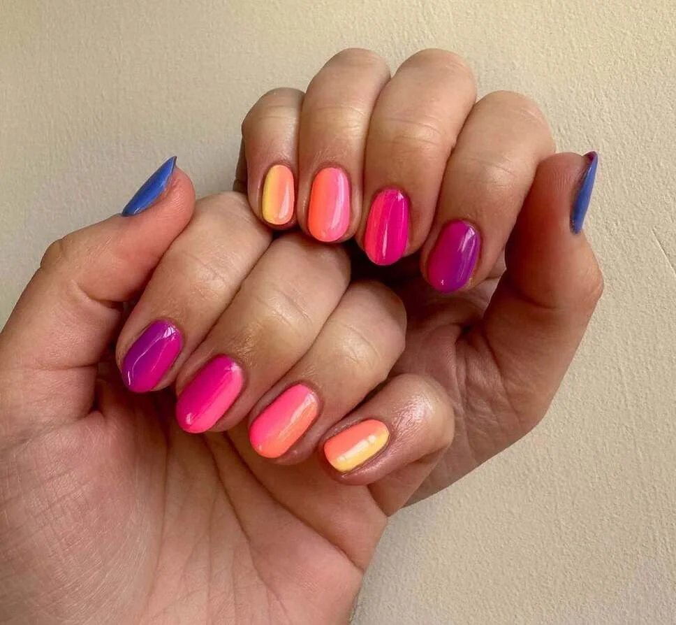 Rainbow ombre nails