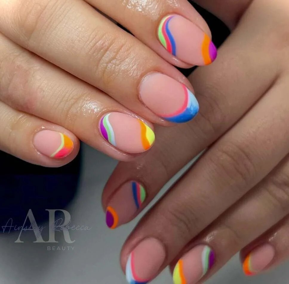 Rainbow Swirl Nails