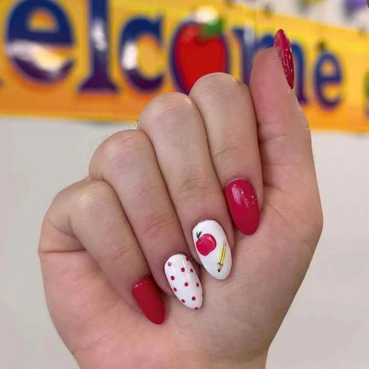 Red Apple Nail Design