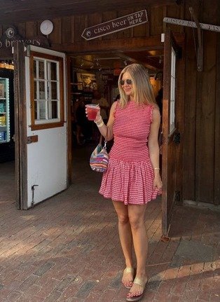 Red gingham mini dress