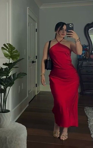 Red Satin Slip Dress