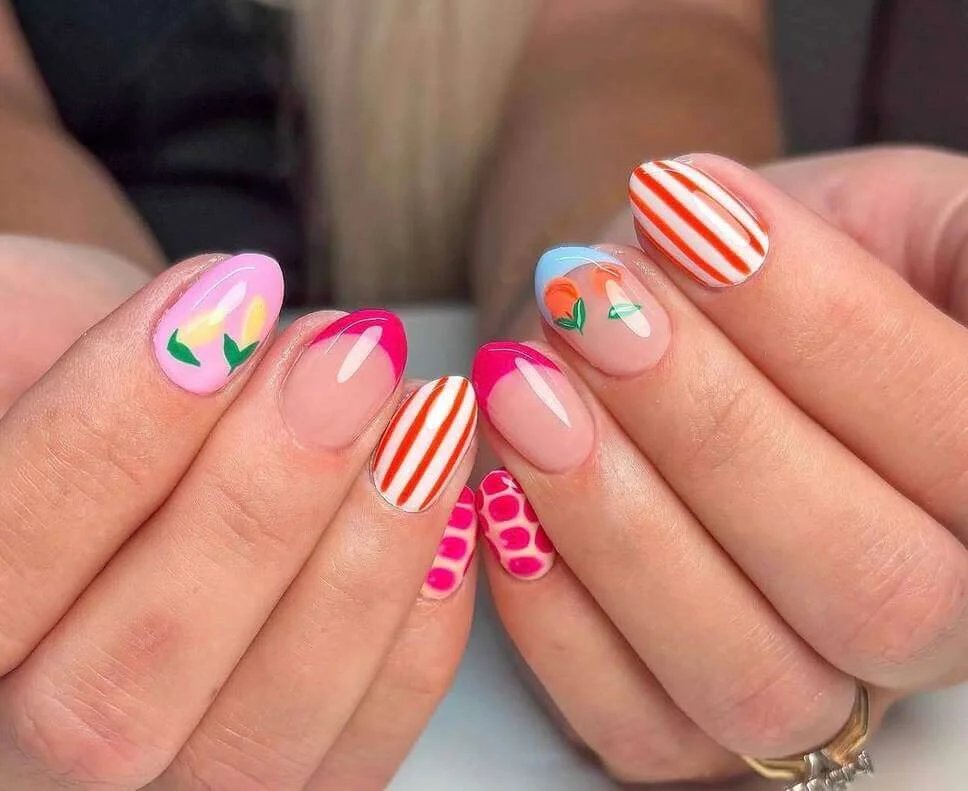Retro Pink Nail Art
