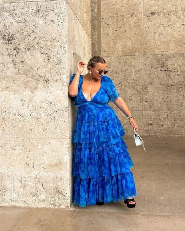 Sapphire tiered gown