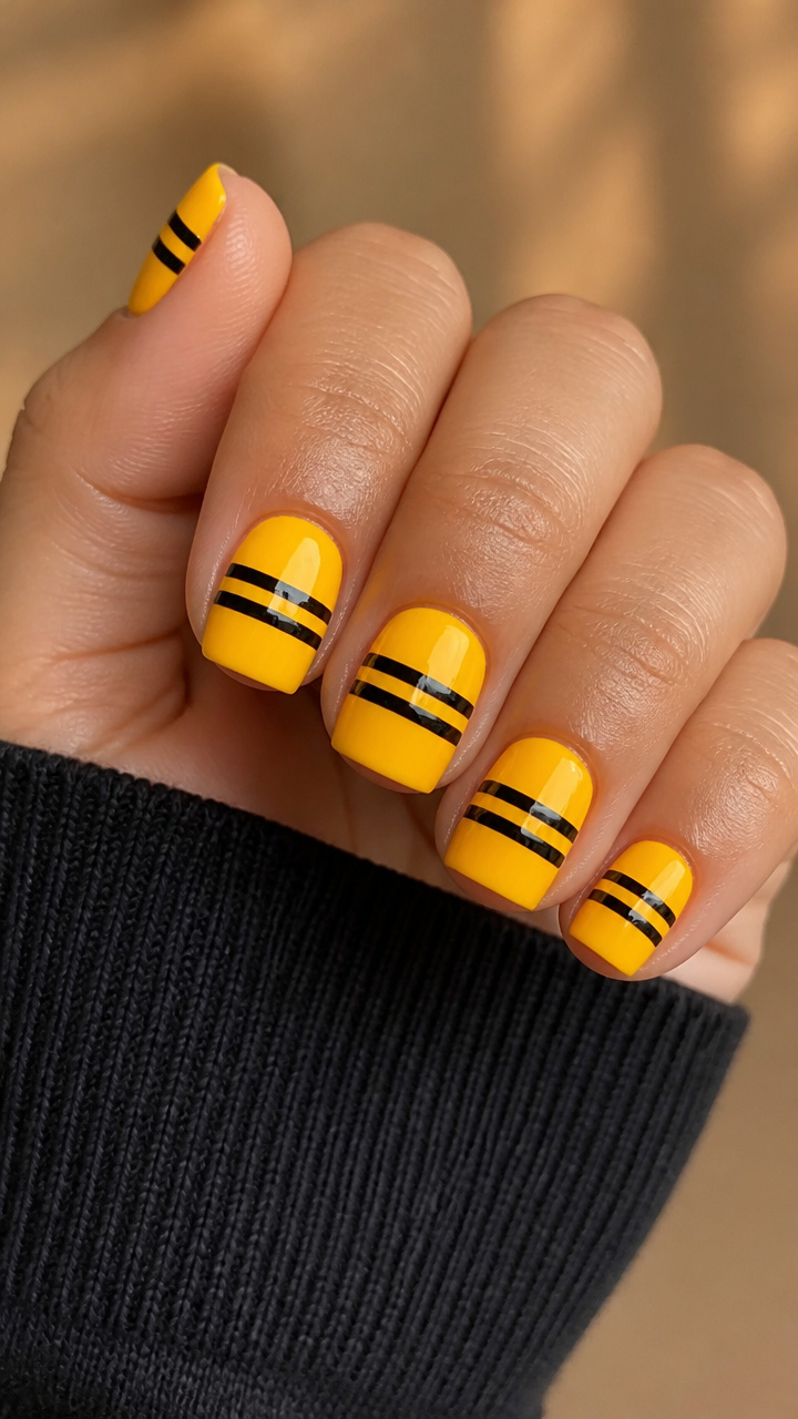 School Bus Yellow with Black Stripes