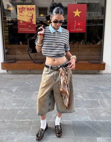 Striped Polo, Distressed Jorts